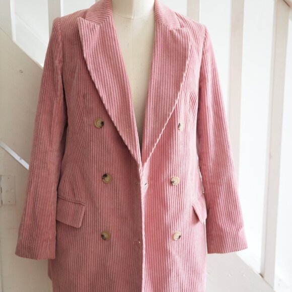 Wilfred by Aritzia Pink Corduroy Double-Breasted Blazer – Size 4 - Picture 3 of 3